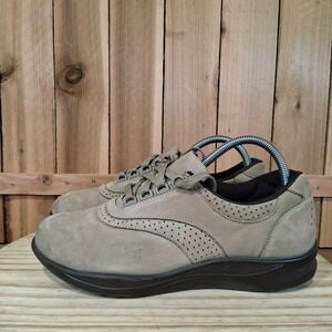 SAS Walk Easy Shoes Womens 9 M Beige Leather Lace Up Walking Casual Comfort USA